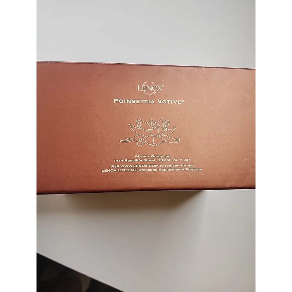 Lot Of 2 Lenox Poinsettia Votive Candle Holder Christmas New in Box Holiday NIB